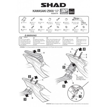 SHAD KSHK0Z997IF STELAŻ KUFRA BOCZNEGO 3P DO KAWASAKI