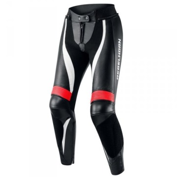 REBELHORN SPODNIE SKÓRZANE REBEL LADY BL/FLO RED/W