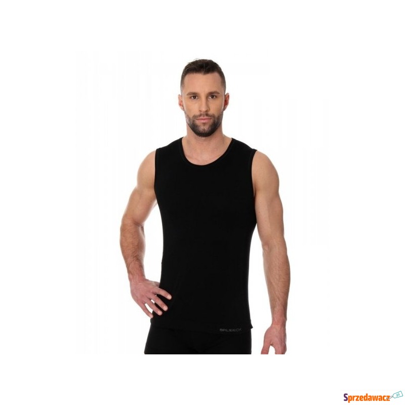 Koszulka męska Brubeck sl 0068A czarna - Koszulki męskie - Płock
