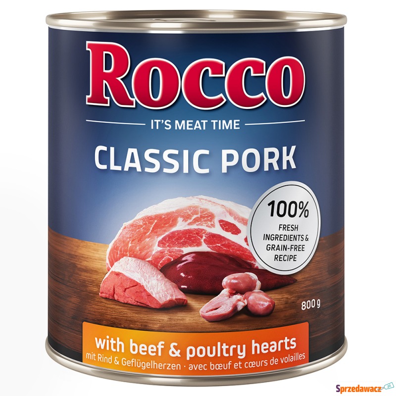 Rocco Classic Pork, 6 x 800 g - Wołowina i serca... - Karmy dla psów - Sochaczew