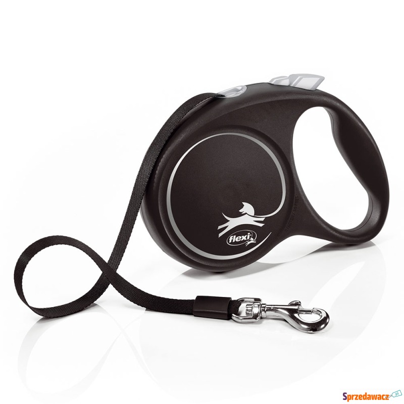 flexi Black Design smycz taśmowa, czarna, 5 m... - Smycze i obroże - Bytom