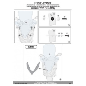GIVI D1163KIT MOCOWANIE SZYBY 1163DT, 1129DT, 1129D