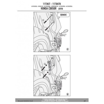 GIVI 1173KIT ZESTAW MONTAŻOWY TE1173 BEZ STELAŻA CENTRALNEGO 1173FZ