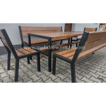 Metalowy zestaw mebli ogrodowych loft stół 2 ławki 2 fotele