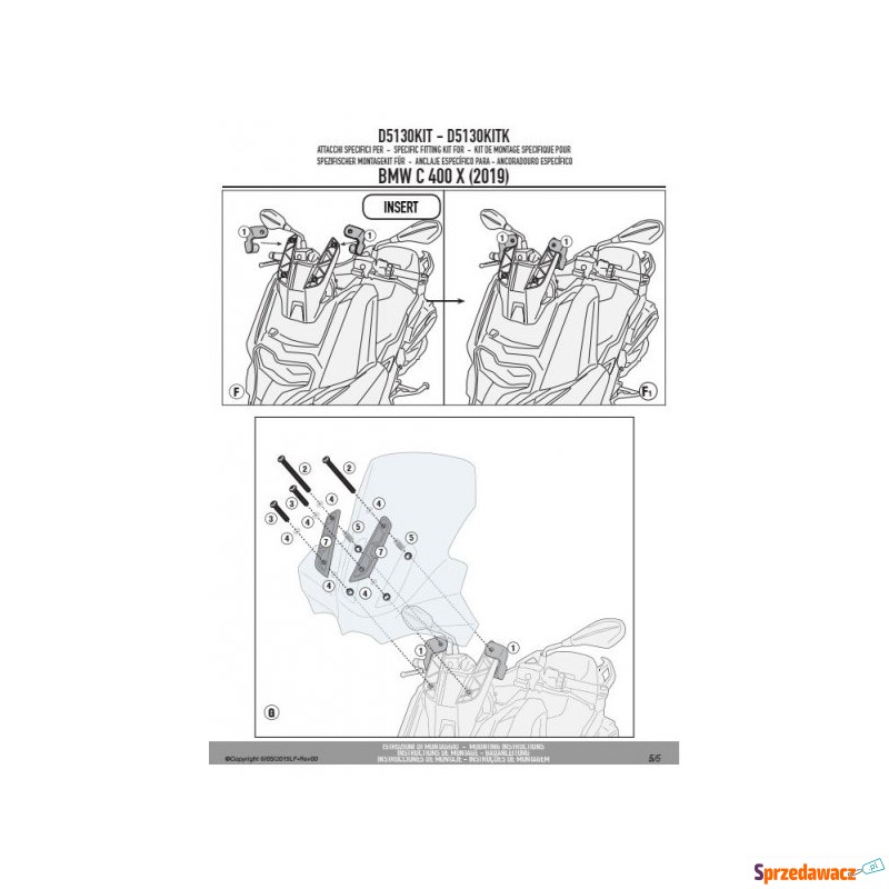 GIVI D5130KIT MOCOWANIE SZYBY 5130DT - Kierownica i licznik - Płock