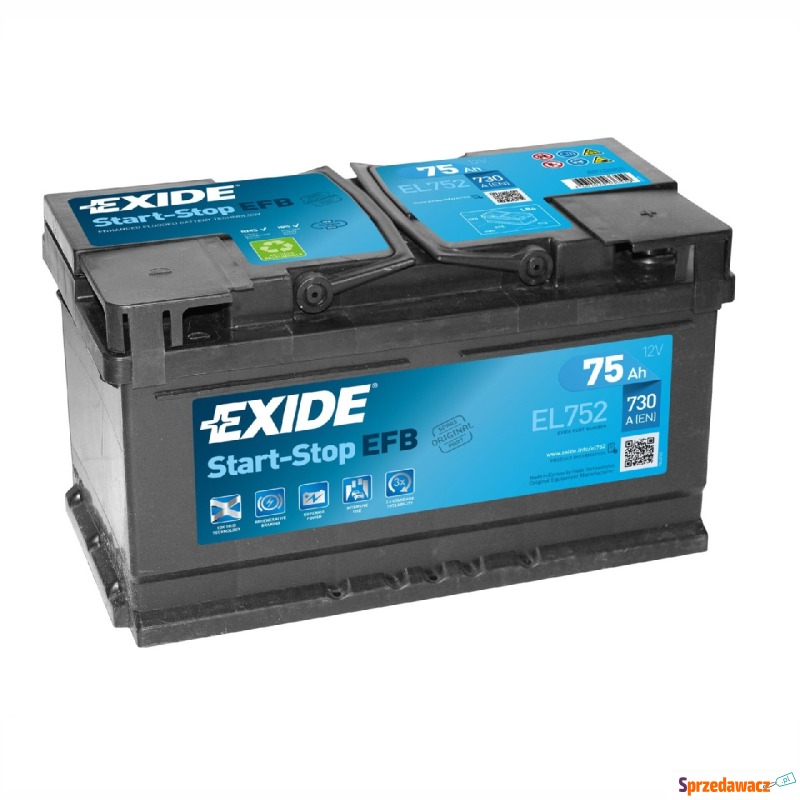 Akumulator EFB 75Ah 730A Exide EL752 - Akumulatory - Grudziądz