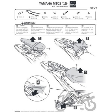 SHAD STELAŻ KUFRA TYŁ DO YAMAHA MT 03 KSHY0MT36ST