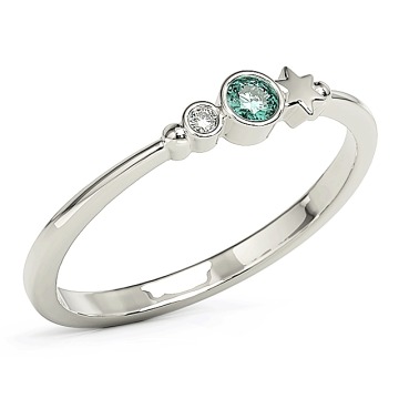 Pierścionek z białego złota z cyrkoniami Swarovski Mięta BP-6709B-C/MINT