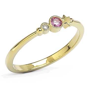 Pierścionek z żółtego złota z cyrkoniami Swarovski Różowy BP-6709Z-C/PINK