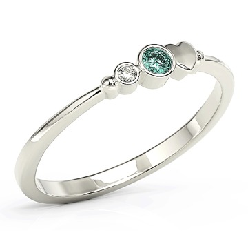 Pierścionek z białego złota z cyrkoniami Swarovski mietową i białą BP-6807B-C