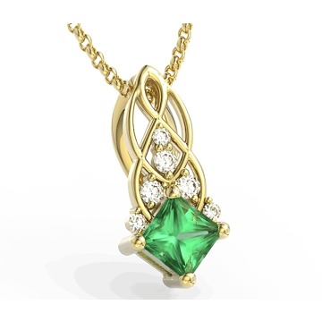 Wisiorek z żółtego złota z zielonym topazem Swarovski i brylantami BPW-86Z