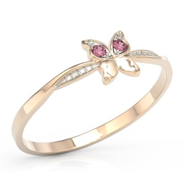 Pierścionek motylek z różowego złota z różowymi cyrkoniami BP-88P-R-C