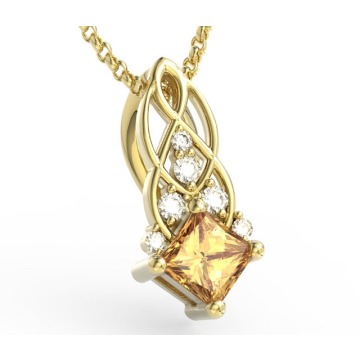 Wisiorek z żółtego złota z miodowym topazem Swarovski i brylantami BPW-86Z