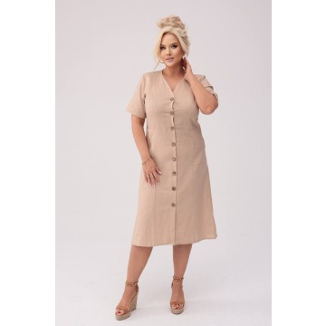 Sukienka Savannah - Len w odcieniu natury PLUS SIZE OVERSIZE XXL