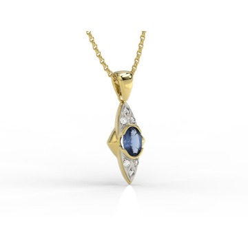 Wisiorek z żółtego złota z szafirem i diamentami 0,06 ct wzór APWm-80Z-R