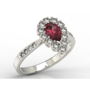 Pierścionek z białego złota z rubinem i diamentami 0,48 ct wzór AP-29B