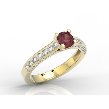 Pierścionek z żółtego złota z rubinem i brylantami 0,42 ct wzór LP-50Z-R