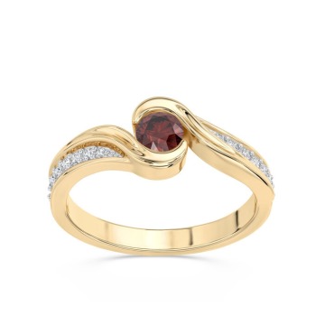 Pierścionek z żółtego złota z granatem i brylantami 0,14 ct wzór BP-2839Z