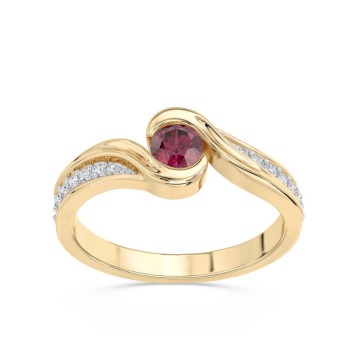 Pierścionek z żółtego złota z rubinem i brylantami 0,14 ct wzór BP-2839Z