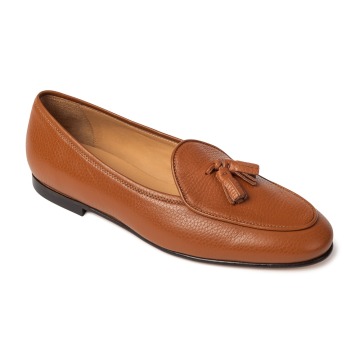 Koniakowe loafery z chwostem Tassel ze skóry jelenia 45