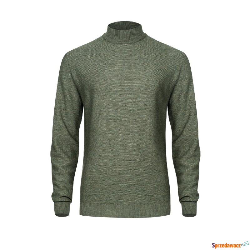 Męski półgolf z wełny merino oliwkowy 7XL - Swetry męskie - Elbląg
