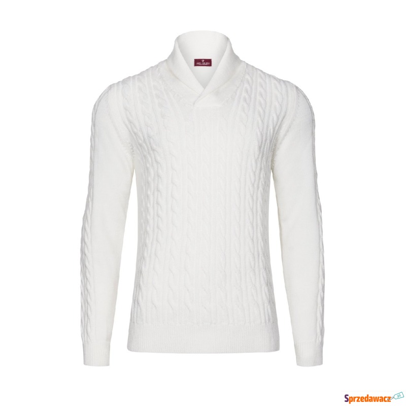 Męski sweter z wełny merynos w kolorze off white... - Swetry męskie - Sandomierz