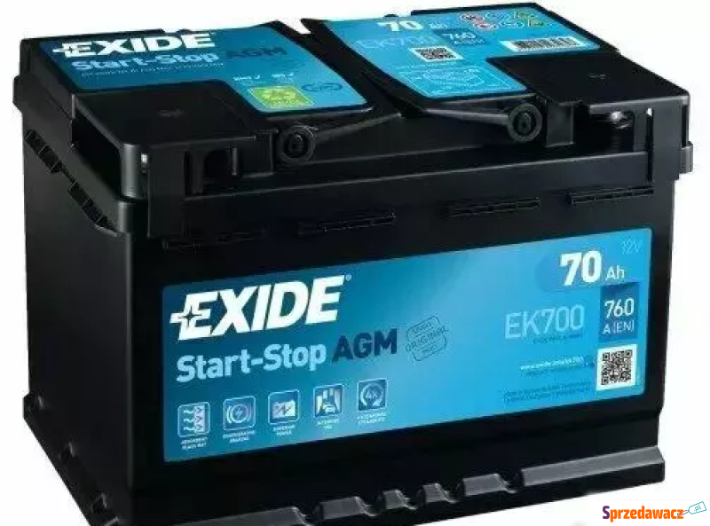 Akumulator 70Ah 760A Exide Agm Start&Stop EK700 - Akumulatory - Żywiec