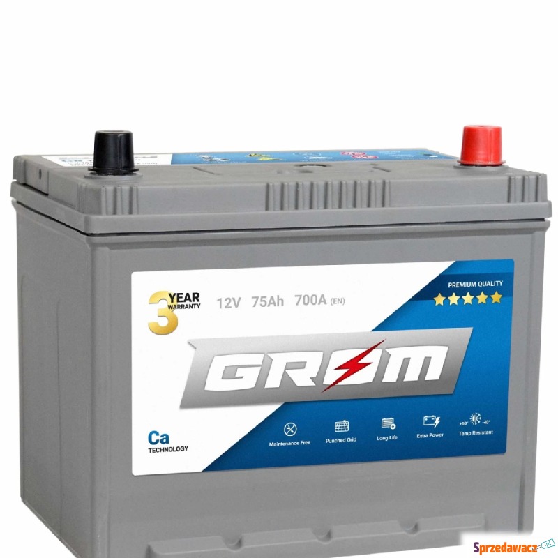 Akumulator 75Ah 700A GROM Japan P+ - Akumulatory - Biała Podlaska