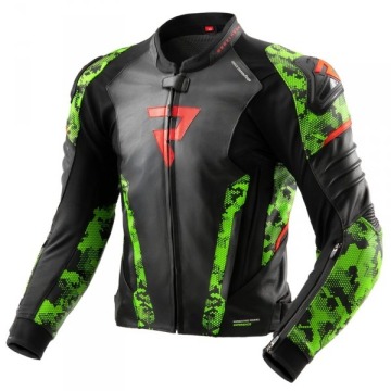 REBELHORN SKÓRZANA VELOCE CAMO BLACK/GREEN/FLU RED