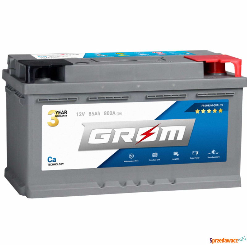 Akumulator  85Ah 800A EN Grom Premium Dtr niski - Akumulatory - Słupsk
