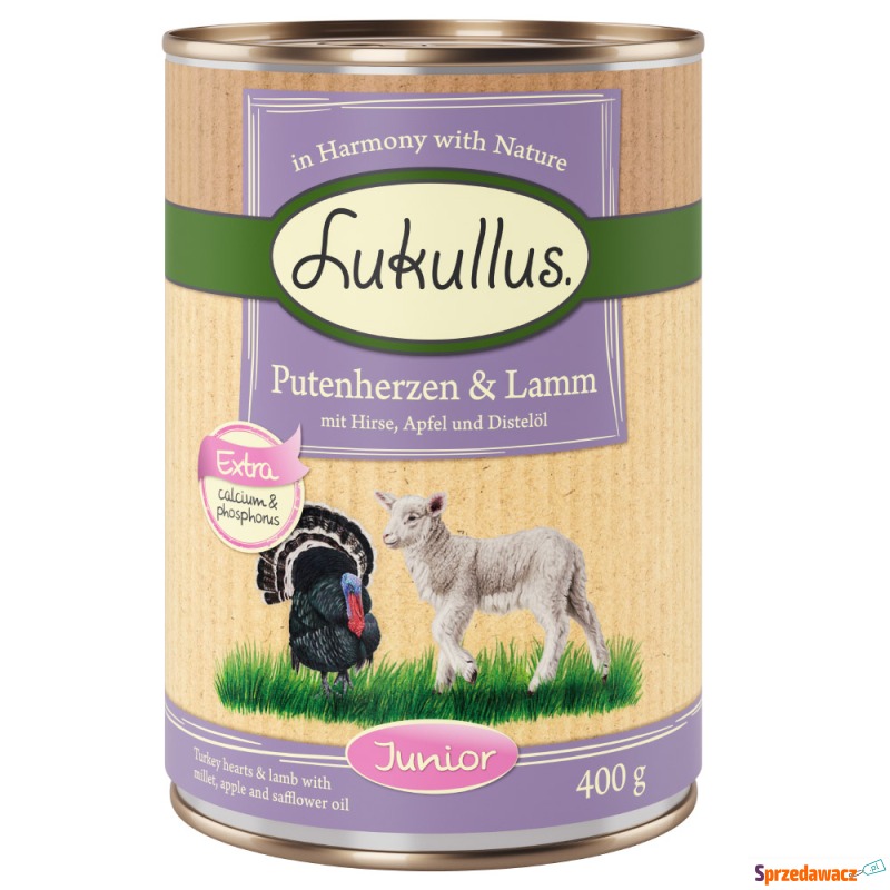 Lukullus Junior 6 x 400 g  - Serca indycze z... - Karmy dla psów - Tarnowskie Góry