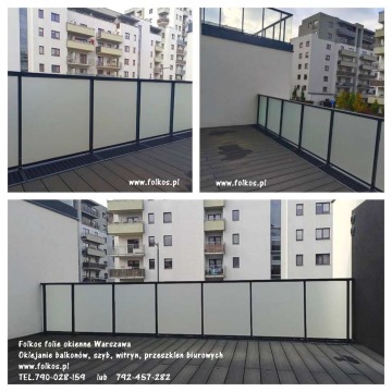 Folie na szklane szyby balkonowe -Oklejamy balkony folią Warszawa -Folie Wawa