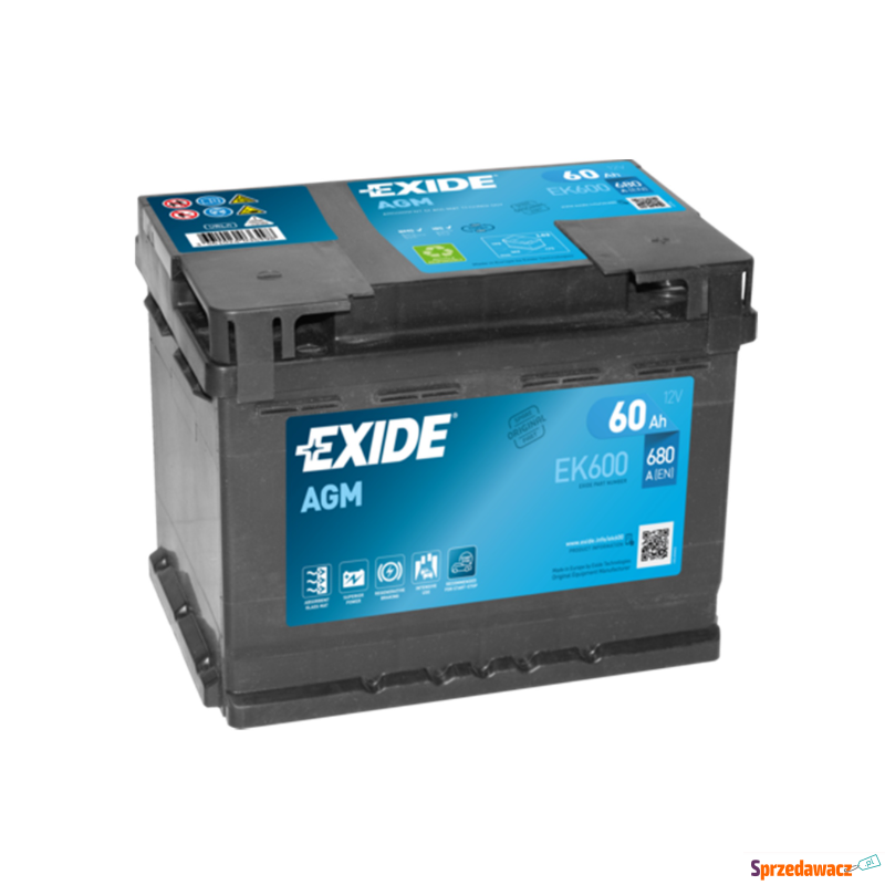 Akumulator 60Ah 680A Exide Agm Start&Stop EK600 - Akumulatory - Kalisz