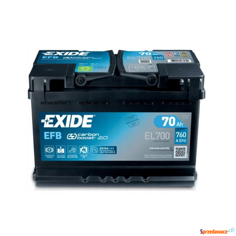 Akumulator 70Ah 760A Exide Efb Start&Stop EL700... - Akumulatory - Kalisz
