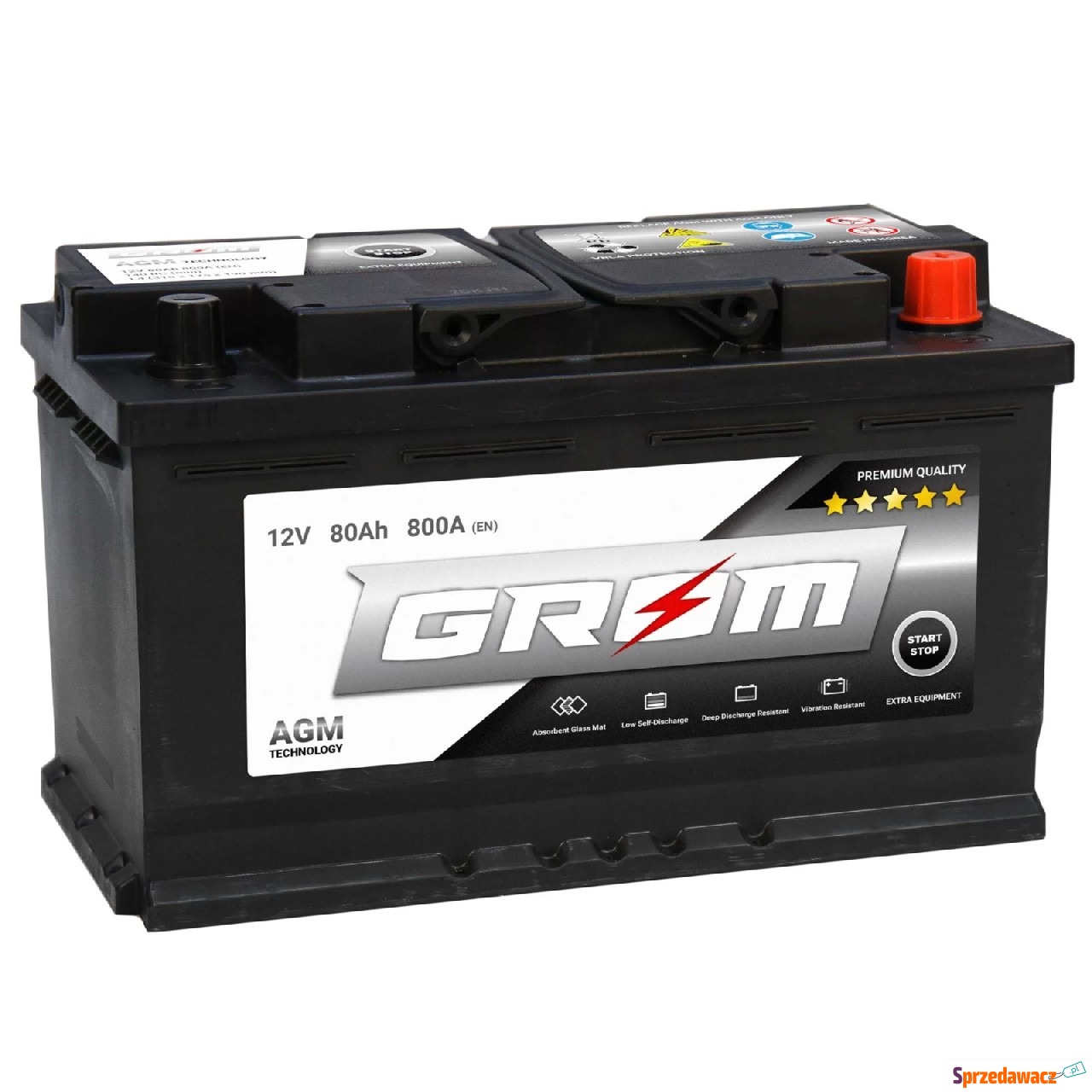 Akumulator AGM 80Ah 800A GROM