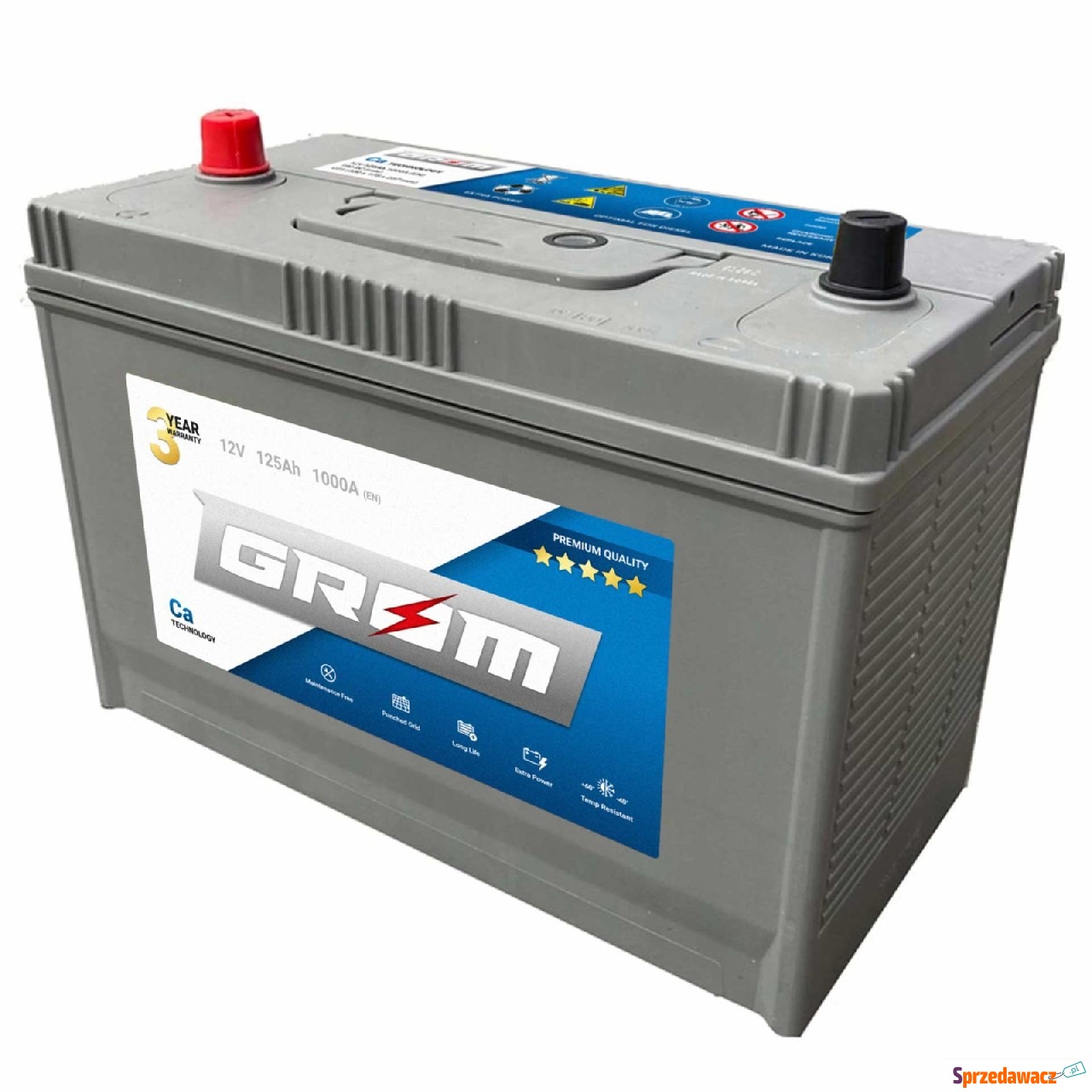 Akumulator 125Ah 1000A GROM Premium