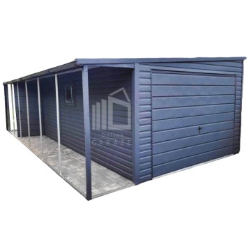 Garaż Blaszany 3,5m x 7m spad w bok Brama wiata drzwi okno PCV rynna  ID273