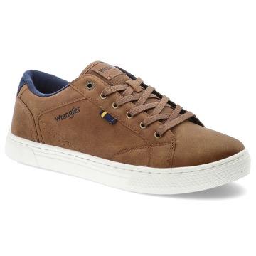 Brązowe Eleganckie Sneakersy Wrangler Stylowe Obuwie Męskie