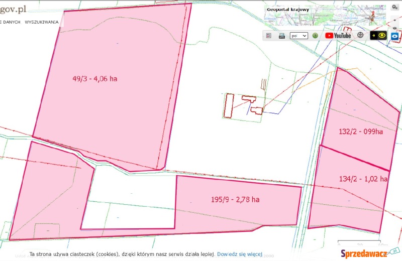 Działka rolno-budowlana Małomin sprzedam, pow. 88 500 m2  (8.85ha), uzbrojona