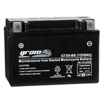 Akumulator motocyklowy Grom GTX9-BS YTX9-BS 12v... - Układ elektryczny - Gniezno - zdjęcie 1