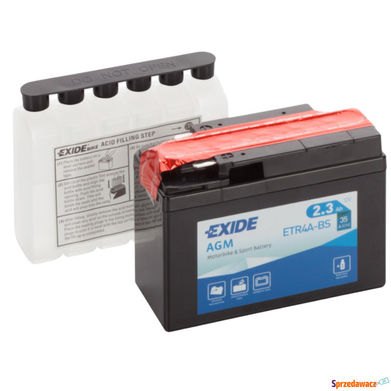 Akumulator motocyklowy Exide agm ET4B-BS YT4B-BS... - Układ elektryczny - Gniezno