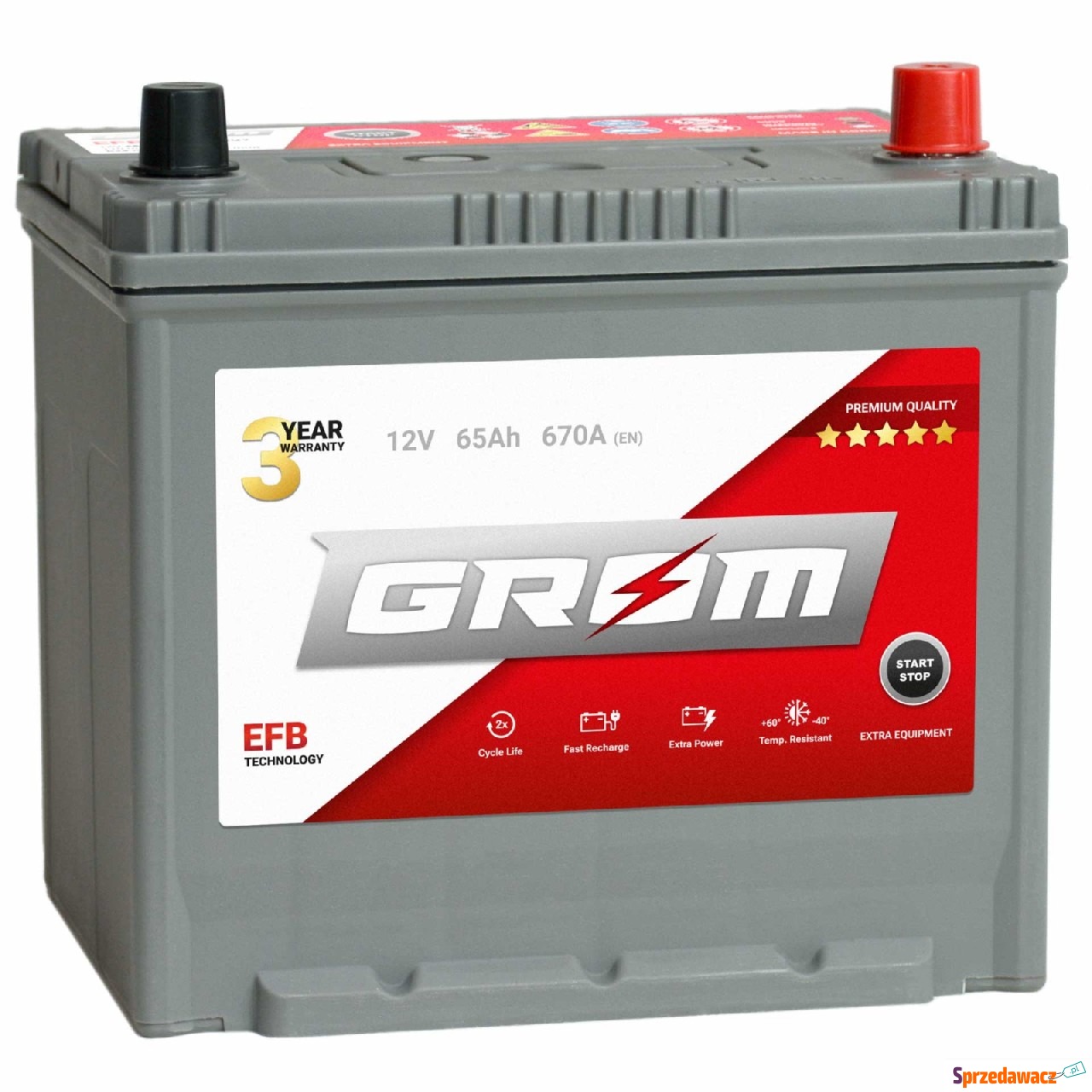 Akumulator 65Ah 670A grom efb...