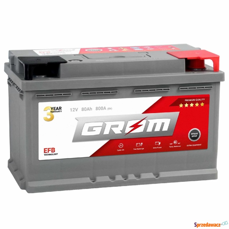 Akumulator 80Ah 800A P+ Grom efb start&stop - Akumulatory - Rybnik