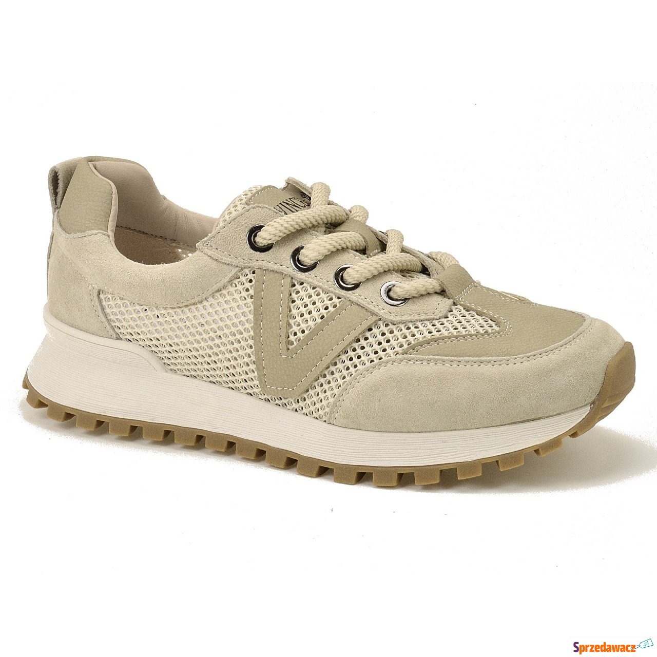 Beżowe skórzane sneakersy Vinceza...