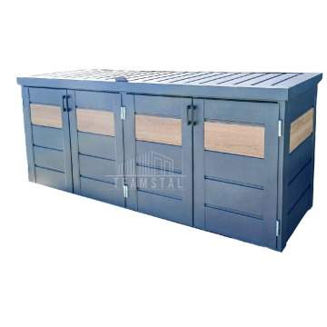 Zabudowa koszy na śmieci wiata śmietnikowa obudowa 235x65x110 cm 4x120L TS956
