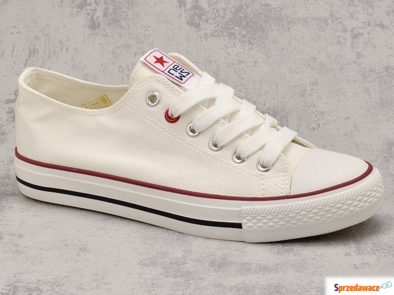 Białe tekstylne trampki damskie N.E.W.S. 8SP30-4723 - Buty sportowe miejskie... - Kielce