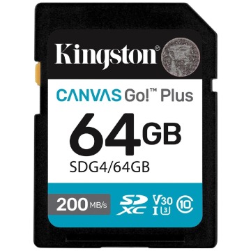 Kingston SDXC Canvas Go Plus Gen4 64GB C10 UHS-I U3 V30