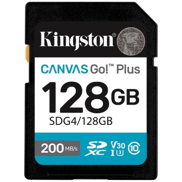 Kingston SDXC Canvas Go Plus Gen4 128GB C10 UHS-I U3 V30