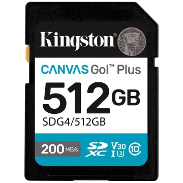 Kingston SDXC Canvas Go Plus Gen4 512GB C10 UHS-I U3 V30