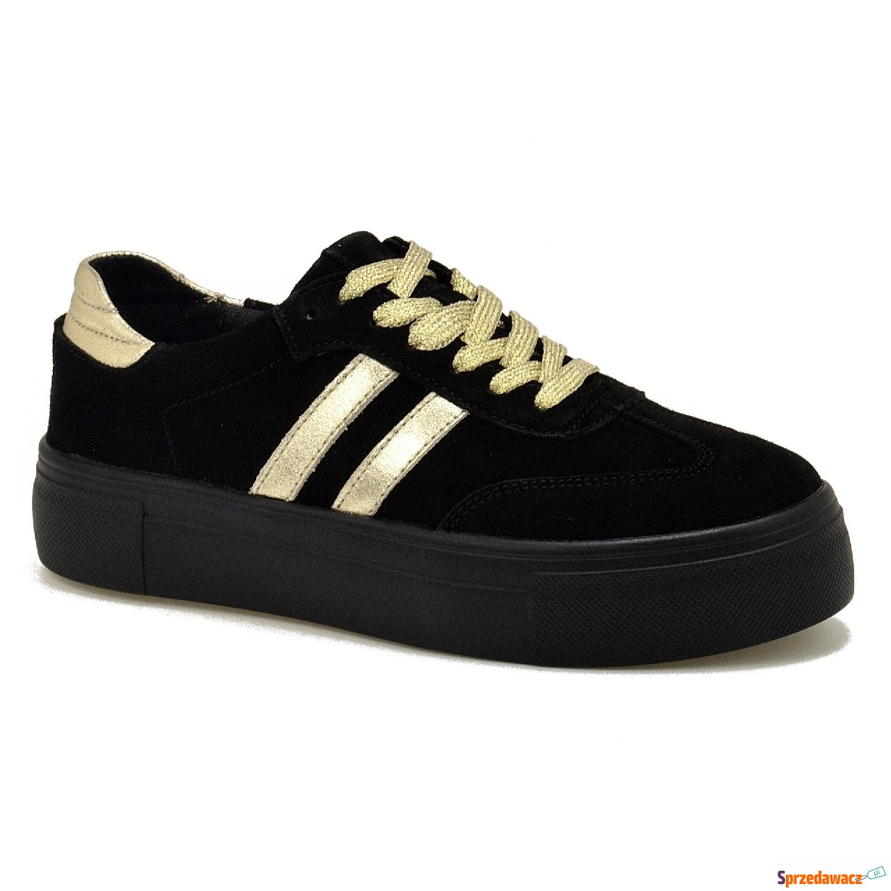 Czarne skórzane sneakersy damskie...